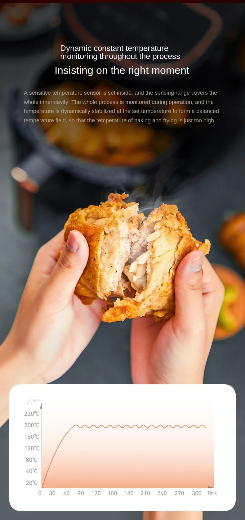 Deerma Oil-free air fryer Household appliances Intelligent large capacity automatic multi-function chip machine Touch screen