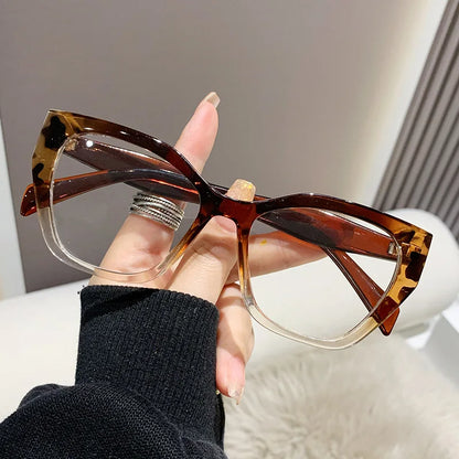2023 Sexy Cat Eye Glasses Square Red Black Gradient Frame Women Men Vintage Flat Glasses Unisex Anti Blue Light Optical Eyewear