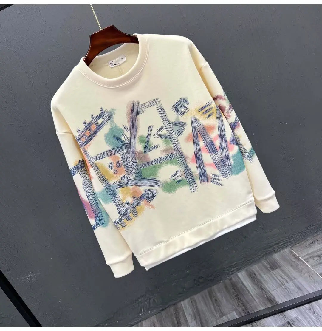 Autumn New Men's Sweatshirts Hoodies Harajuku High Street Full Graphic Top High Quality Not Fading Long Sleeved T-shirts 2024