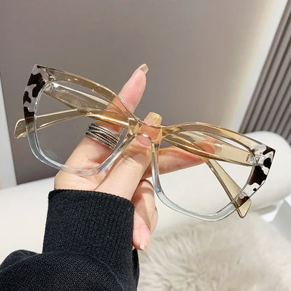 2023 Sexy Cat Eye Glasses Square Red Black Gradient Frame Women Men Vintage Flat Glasses Unisex Anti Blue Light Optical Eyewear