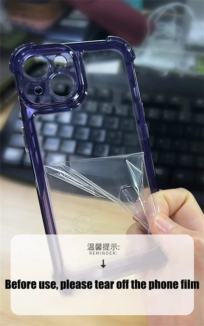 Shockproof Reinforced Corners Clear Acrylic Case For iPhone 16 14 12 13 11 15  Pro Max 7 8 Plus XR XS Protector Hard Back Cover