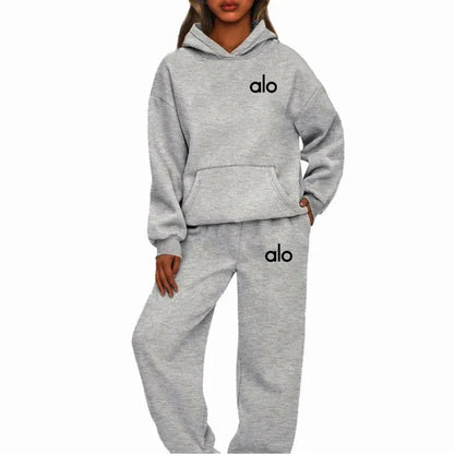 New Autumn Winter Women's Leisure Suit Long Sleeved Loose Hoodies+Pants Fashion Sweatshirts and Trouser Female Two Piece Set