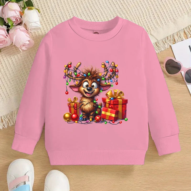 Christmas Elk Deer Print Children Sweatshirt Autumn Long Sleeve