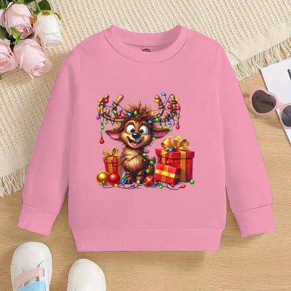 Christmas Elk Deer Print Children Sweatshirt Autumn Long Sleeve