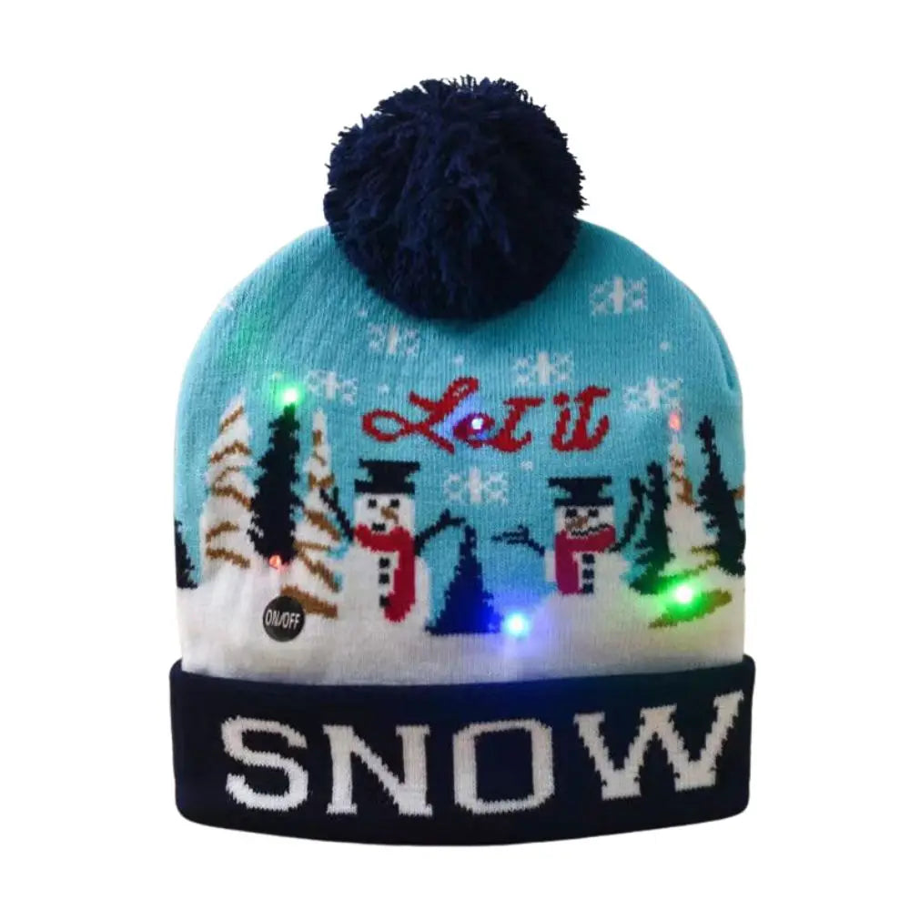 Light Up Xmas Beanie Cap Unisex Winter Beanie Sweater Hat with Colorful LEDs for Christmas New Year