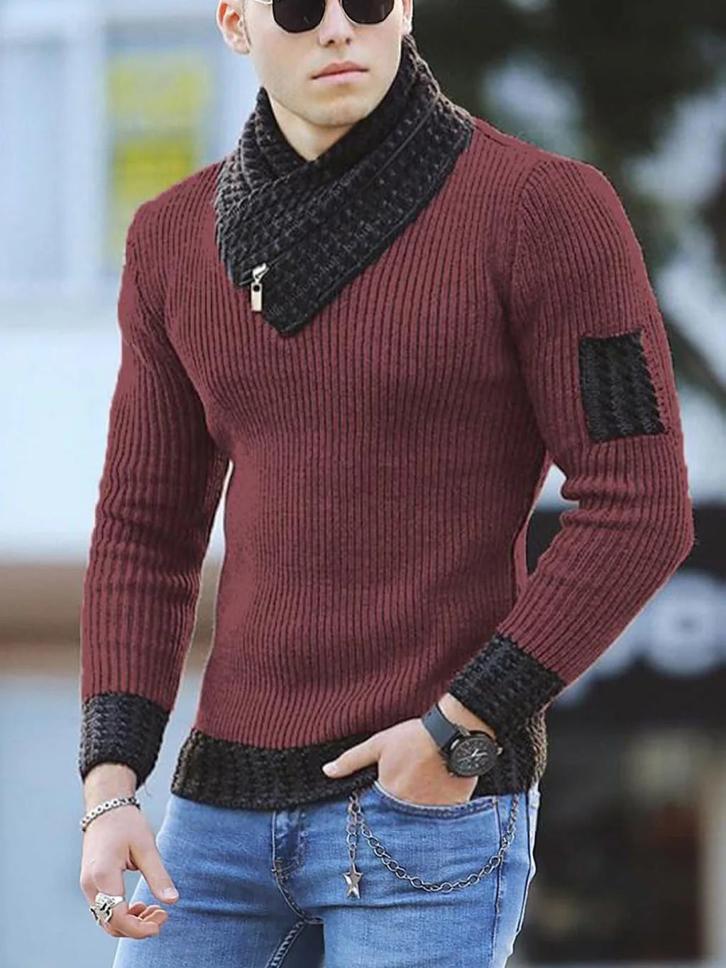 Sweater Turtleneck Men Winter Fashion Vintage Style  Warm Pullovers Knitted