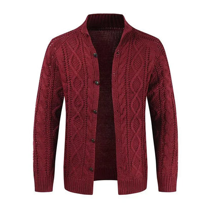 Winter Mens Knitt Cardigan Autumn Solid Color Long Sleeve Male Casual Warm Twisted Jacquard Sweater Fashion Mens Coats