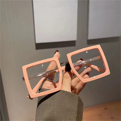 KLASSNUM Large Frame Women Anti-blue Light Glasses Thick Frame Transparent Shades Oversize Computer Eyepiece 2025 New In