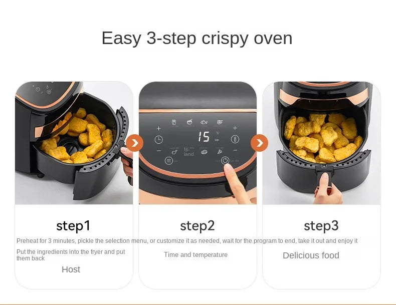Deerma Oil-free air fryer Household appliances Intelligent large capacity automatic multi-function chip machine Touch screen