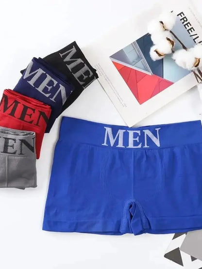 5 PCs Men's High Elastic Plain Color Comfortable Boxer Briefs Panties Breathable Pantyhose