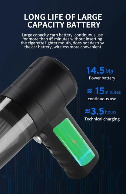 New 12000Pa Wireless Car Vacuum Cleaner USB Charging 1800mAh Portable Cleaning Appliance Mini Wet Dry Household Vacuum Cleaner