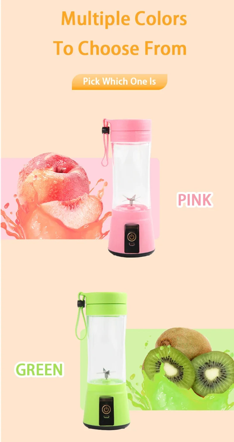 1Pc Portable Fruit Juice Blenders Summer Personal Electric Mini Bottle Home USB 6 Blades Juicer Cup Machine For Kitchen