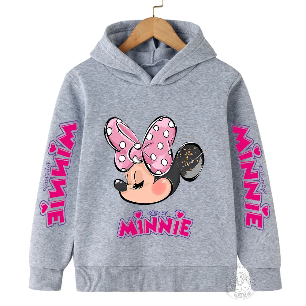 2023 Autumn/Winter Boys Minnie Warm Top 3-14 Year Old Children's Hoodie Girls Outdoor Sports Shirt