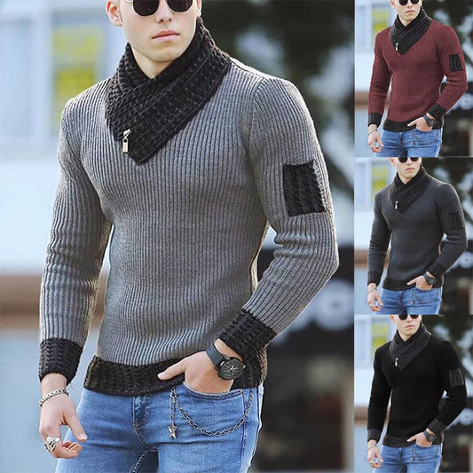 Sweater Turtleneck Men Winter Fashion Vintage Style  Warm Pullovers Knitted