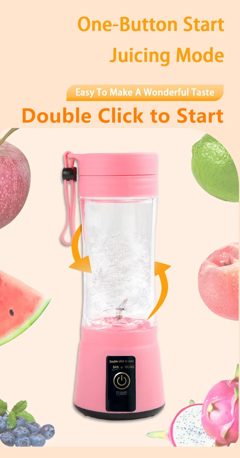 1Pc Portable Fruit Juice Blenders Summer Personal Electric Mini Bottle Home USB 6 Blades Juicer Cup Machine For Kitchen