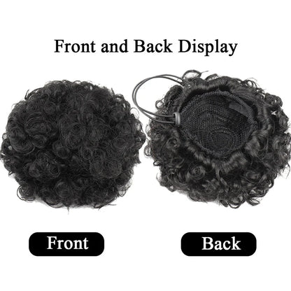 4Inch Afro Puff Drawstring Ponytail  Kinky Curly Hair Donut Chignon