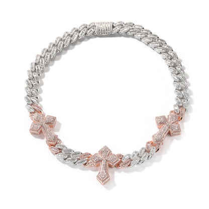 THE BLING KING 3pcs Necklace Prong Setting 5A Cubic Zirconia Choker HipHop Fashion Jewelry