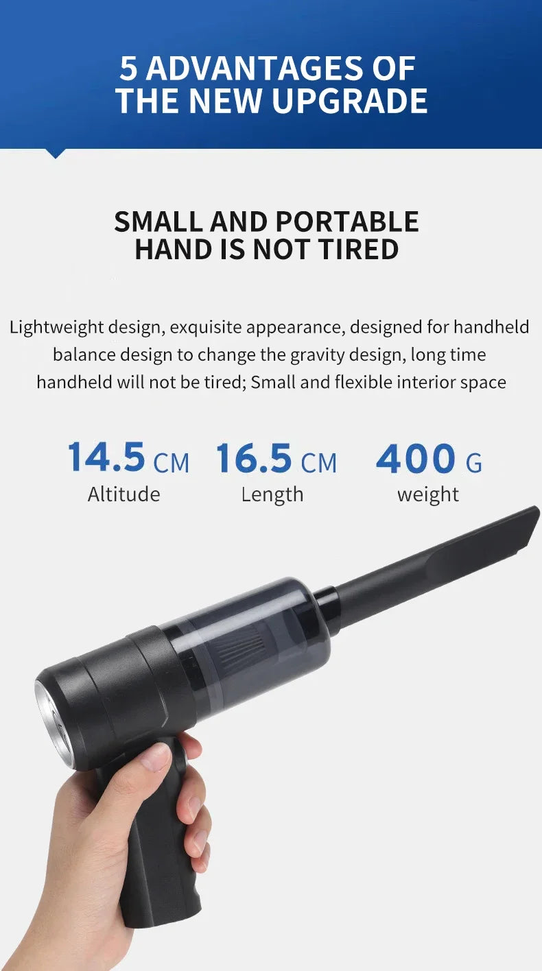 New 12000Pa Wireless Car Vacuum Cleaner USB Charging 1800mAh Portable Cleaning Appliance Mini Wet Dry Household Vacuum Cleaner