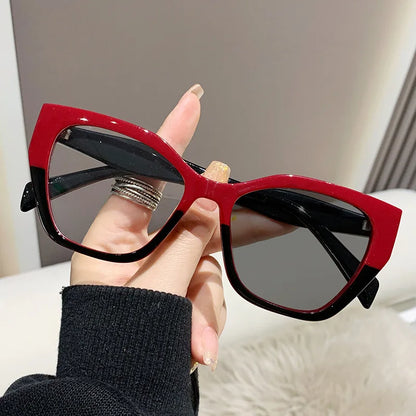 2023 Sexy Cat Eye Glasses Square Red Black Gradient Frame Women Men Vintage Flat Glasses Unisex Anti Blue Light Optical Eyewear