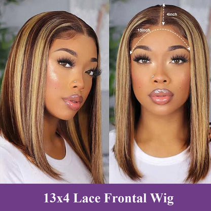 4/27 Highlight Bob Wigs Piano Colored Straight  Full Lace Bob Wigs