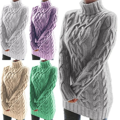 Sweaters For Women Pullover 2024 warm Turtleneck Thickened Twist print high collar Thick Thread Twist Sweater Clothes MMY120352