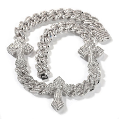 THE BLING KING 3pcs Necklace Prong Setting 5A Cubic Zirconia Choker HipHop Fashion Jewelry