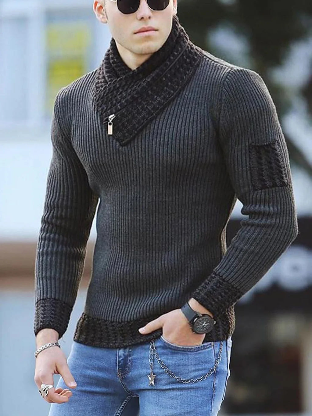 Sweater Turtleneck Men Winter Fashion Vintage Style  Warm Pullovers Knitted