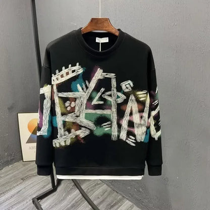 Autumn New Men's Sweatshirts Hoodies Harajuku High Street Full Graphic Top High Quality Not Fading Long Sleeved T-shirts 2024