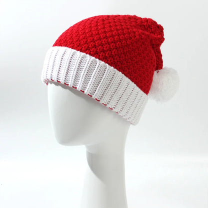 Knitted Christmas Hat Cute Pom Pom Adult Kids Soft Beanie Santa Hat New Year Party Kids Christmas Gift Navidad Xmas Decoration