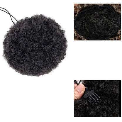 4Inch Afro Puff Drawstring Ponytail  Kinky Curly Hair Donut Chignon