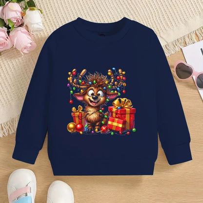 Christmas Elk Deer Print Children Sweatshirt Autumn Long Sleeve