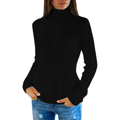 Women Knitted Sweaters Wool Turtleneck Long-Sleeve Pullover Winter Autumn Jumper Clothes Female Pullover