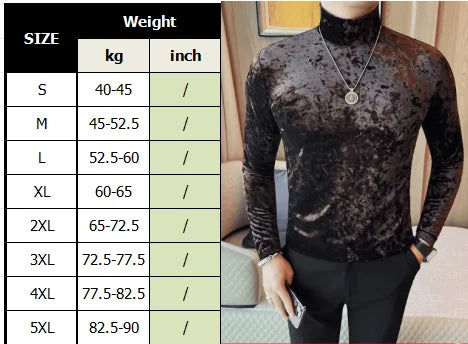 Korean Fashion Men Velvet T-Shirts Spring Autumn Mock Neck Solid Trend Versatile Long Sleeve Loose Pullovers Bottoming Shirt Top