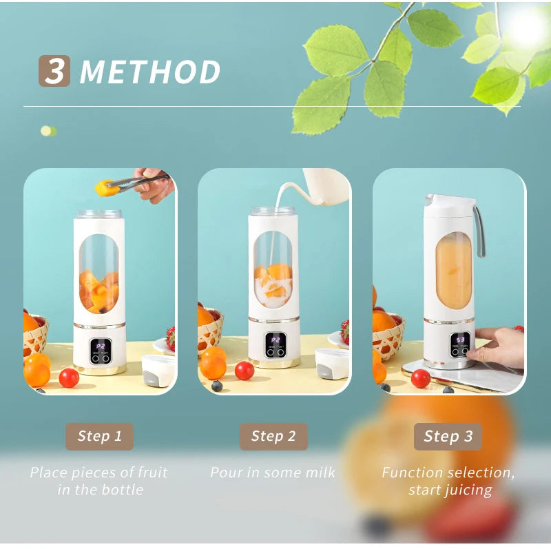 450ml Fruit Juicer 8 Blades 3 Gears USB Rechargeable Portable Blender Ice Crusher for Shakes and Smoothies Juicer Cup