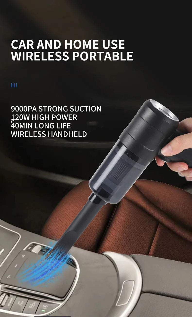 New 12000Pa Wireless Car Vacuum Cleaner USB Charging 1800mAh Portable Cleaning Appliance Mini Wet Dry Household Vacuum Cleaner
