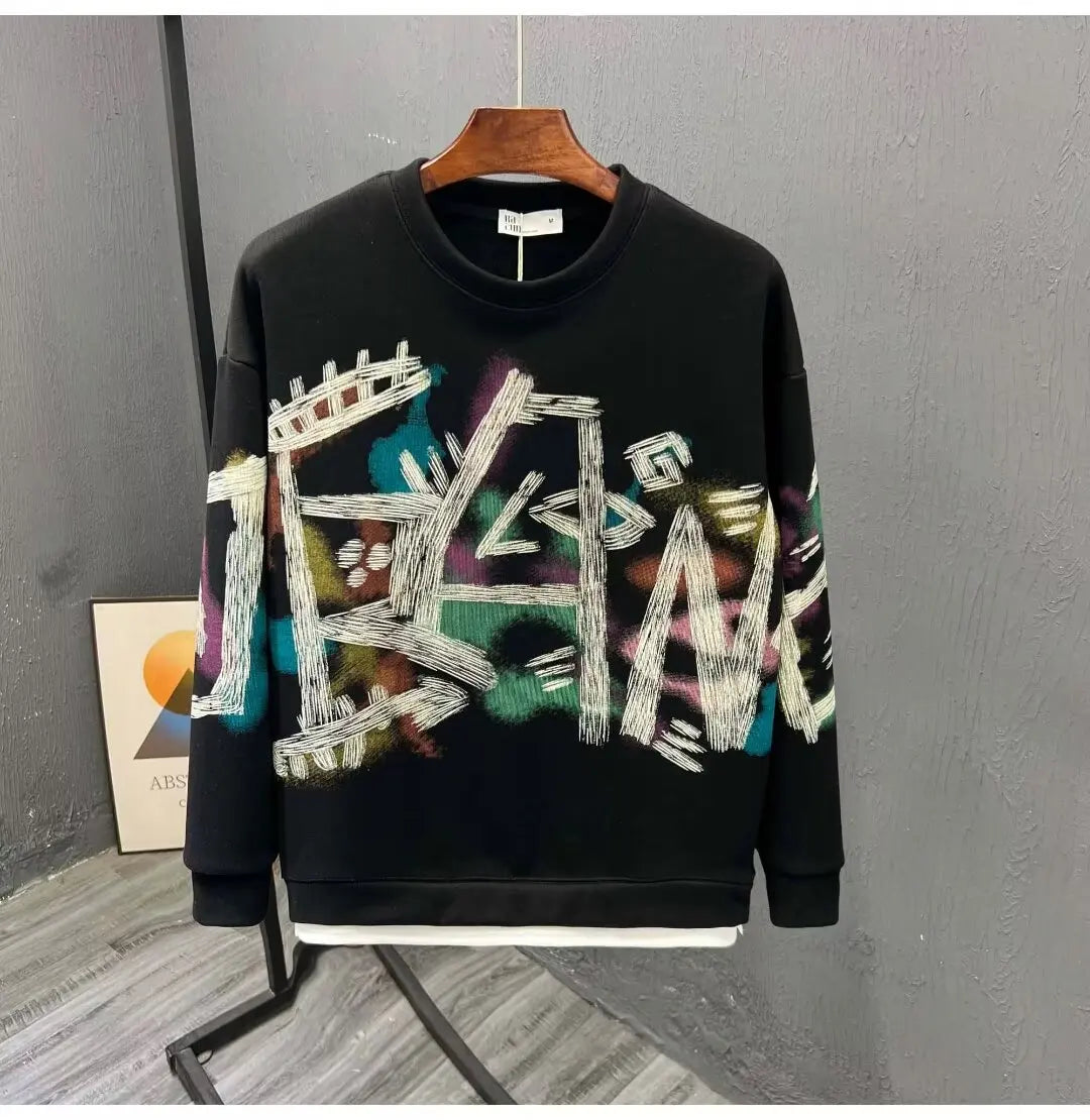 Autumn New Men's Sweatshirts Hoodies Harajuku High Street Full Graphic Top High Quality Not Fading Long Sleeved T-shirts 2024