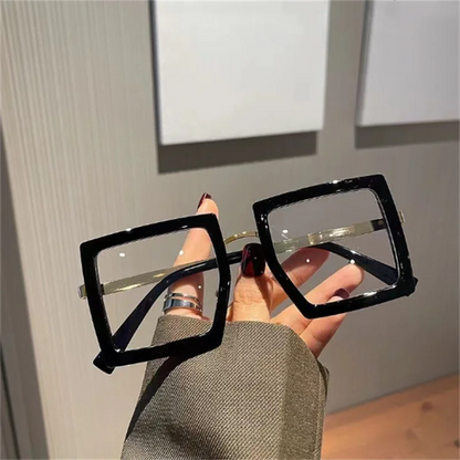 KLASSNUM Large Frame Women Anti-blue Light Glasses Thick Frame Transparent Shades Oversize Computer Eyepiece 2025 New In