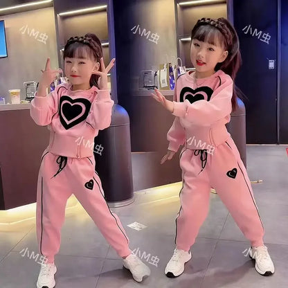 New Spring Autumn Girls Clothing Sets Kids Casual Sweatshirt+pant 2pcs Suit Tracksuit Child Outfit Sets Printing Sportswear 1-9