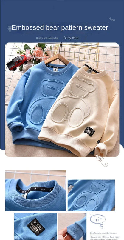 Print Bear Sweatshirt Boys Clothes Teenagers Long Sleeve   Cotton Tops Anime Hoodie