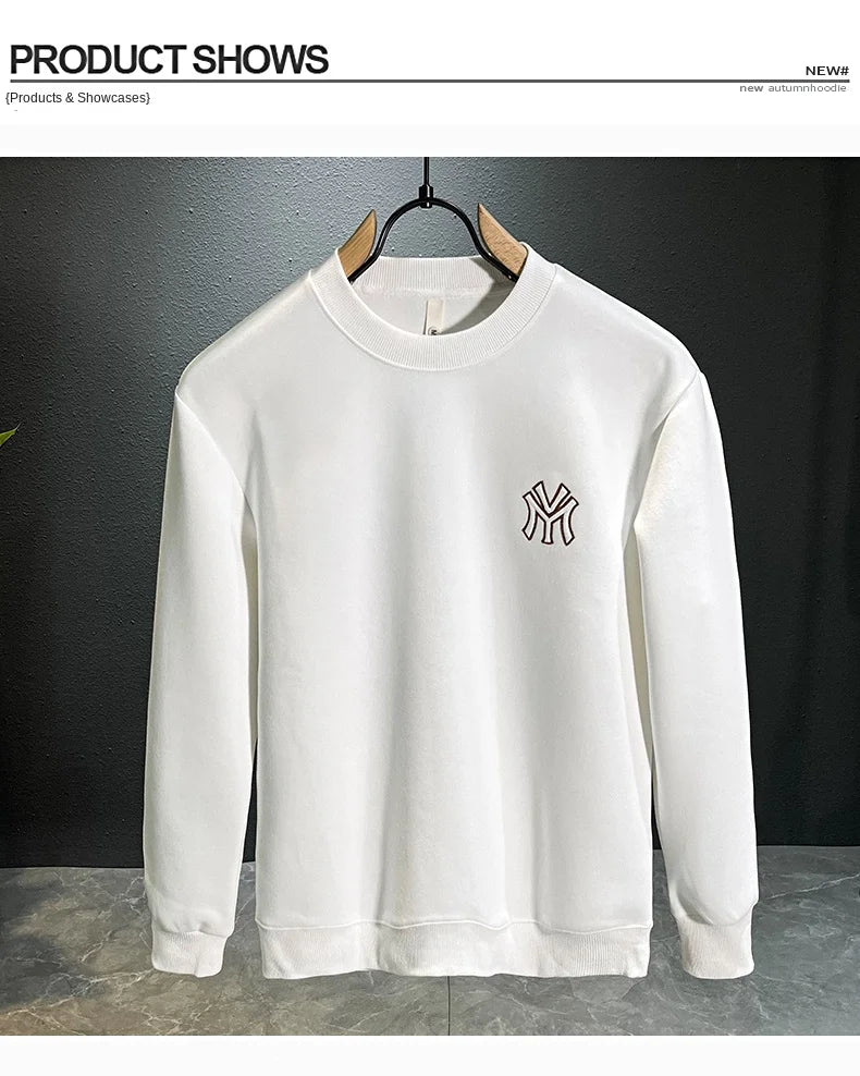 Sweater men's autumn and winter 2024 new fashion high-end trend light luxury printing loose round neck long sleeve top