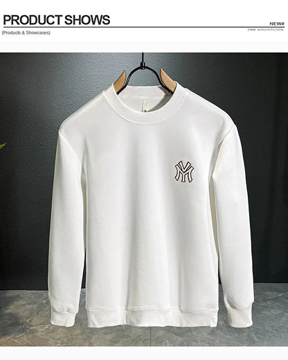 Sweater men's autumn and winter 2024 new fashion high-end trend light luxury printing loose round neck long sleeve top