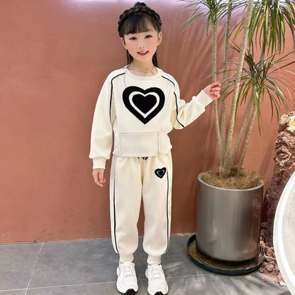 New Spring Autumn Girls Clothing Sets Kids Casual Sweatshirt+pant 2pcs Suit Tracksuit Child Outfit Sets Printing Sportswear 1-9