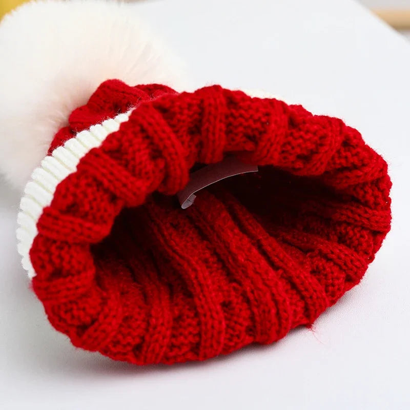 Christmas Santa New Year Hat Winter Warm Crochet   2 Sizes For Adult Kids