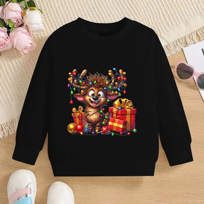 Christmas Elk Deer Print Children Sweatshirt Autumn Long Sleeve