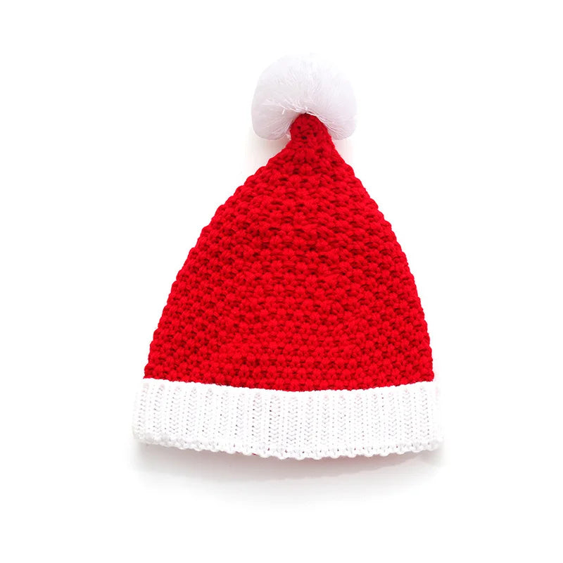 Knitted Christmas Hat Cute Pom Pom Adult Kids Soft Beanie Santa Hat New Year Party Kids Christmas Gift Navidad Xmas Decoration