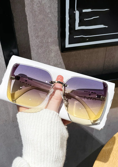 2024 new fashion trimmed sunglasses half frame high quality trend simple sunglasses for women with fine glitter(DS-1002)