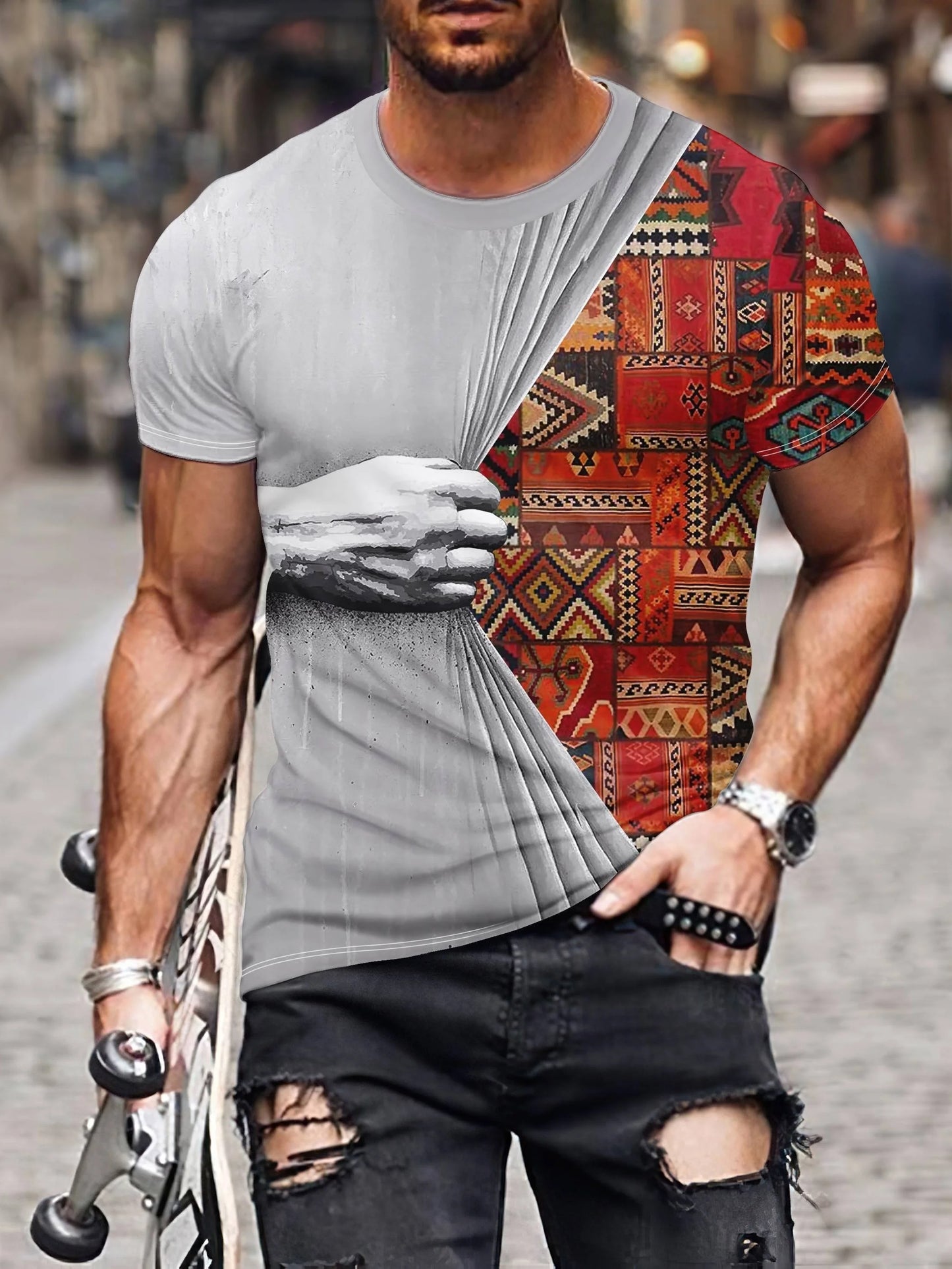 Simple Fashion Summer Men's Short Sleeve T-Shirt 3d Printed aily Retro