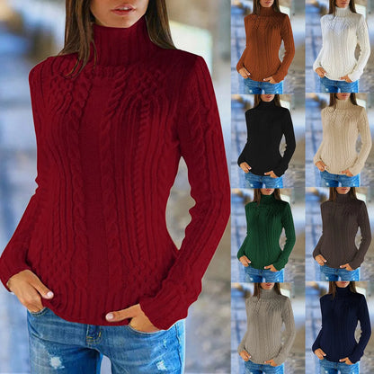 Women Knitted Sweaters Wool Turtleneck Long-Sleeve Pullover Winter Autumn Jumper Clothes Female Pullover