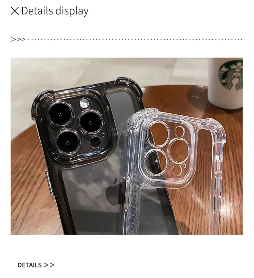 Shockproof Reinforced Corners Clear Acrylic Case For iPhone 16 14 12 13 11 15  Pro Max 7 8 Plus XR XS Protector Hard Back Cover