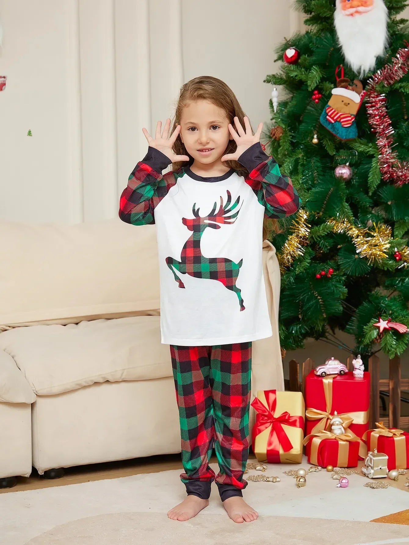 Christmas Matching Outfits Cartoon Print Clothing Pajamas Set for Adult Kids Cute  Pyjamas Sleepwear Suit